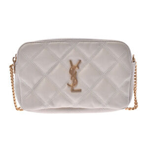 SAINT LAURENT Becky Ivory White Leather Shoulder Bag